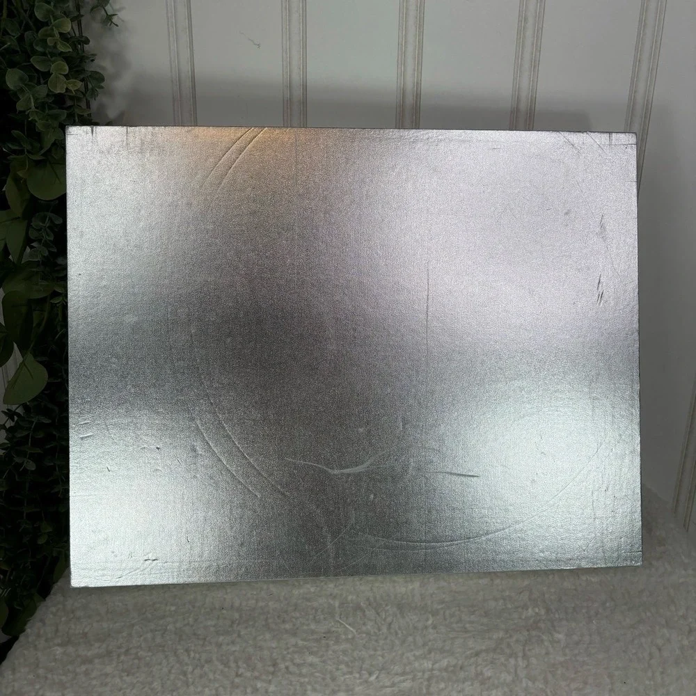 Silver Faux Leather Decor Tray White Faux Fur Liner Decorative Vanity Tray glam